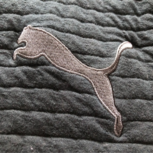 Puma Quilted Zip Up Jacket in Black Logo Embroidered - Picture 4 of 11